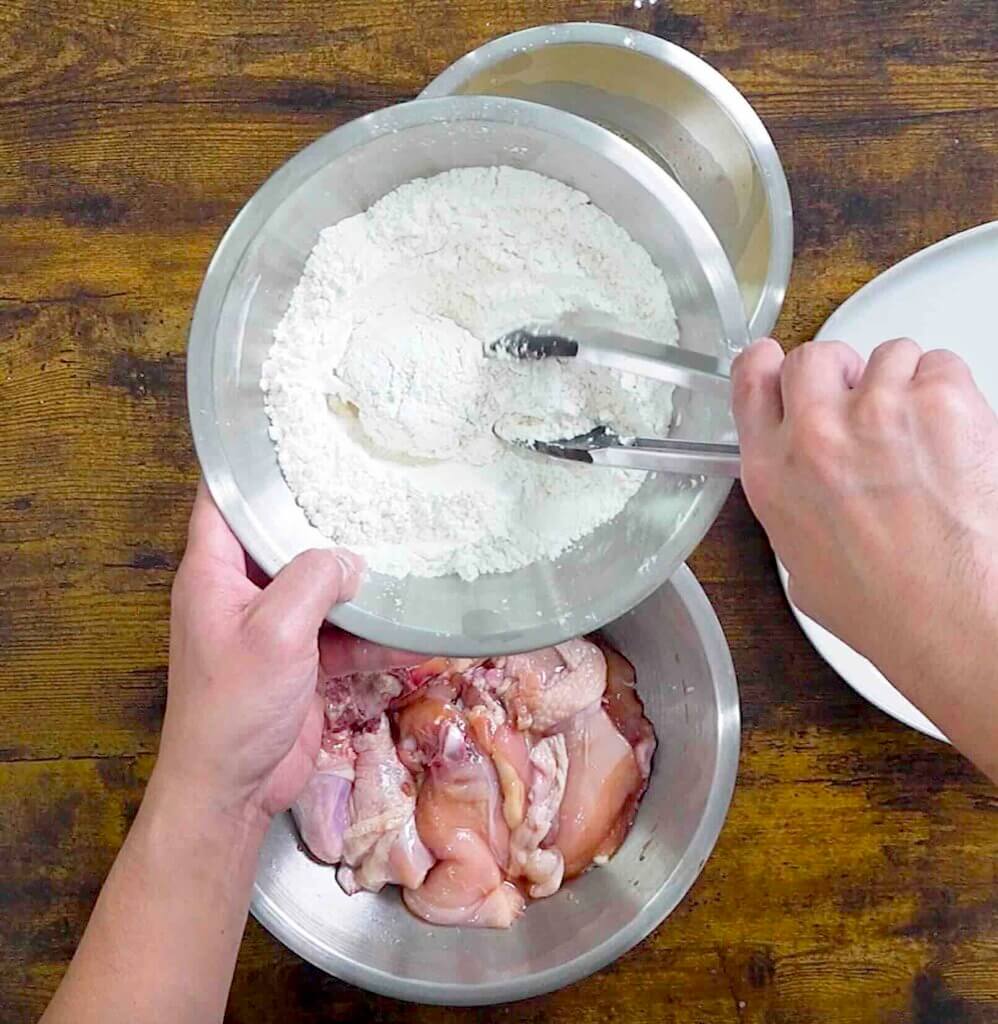 Breading the chicken