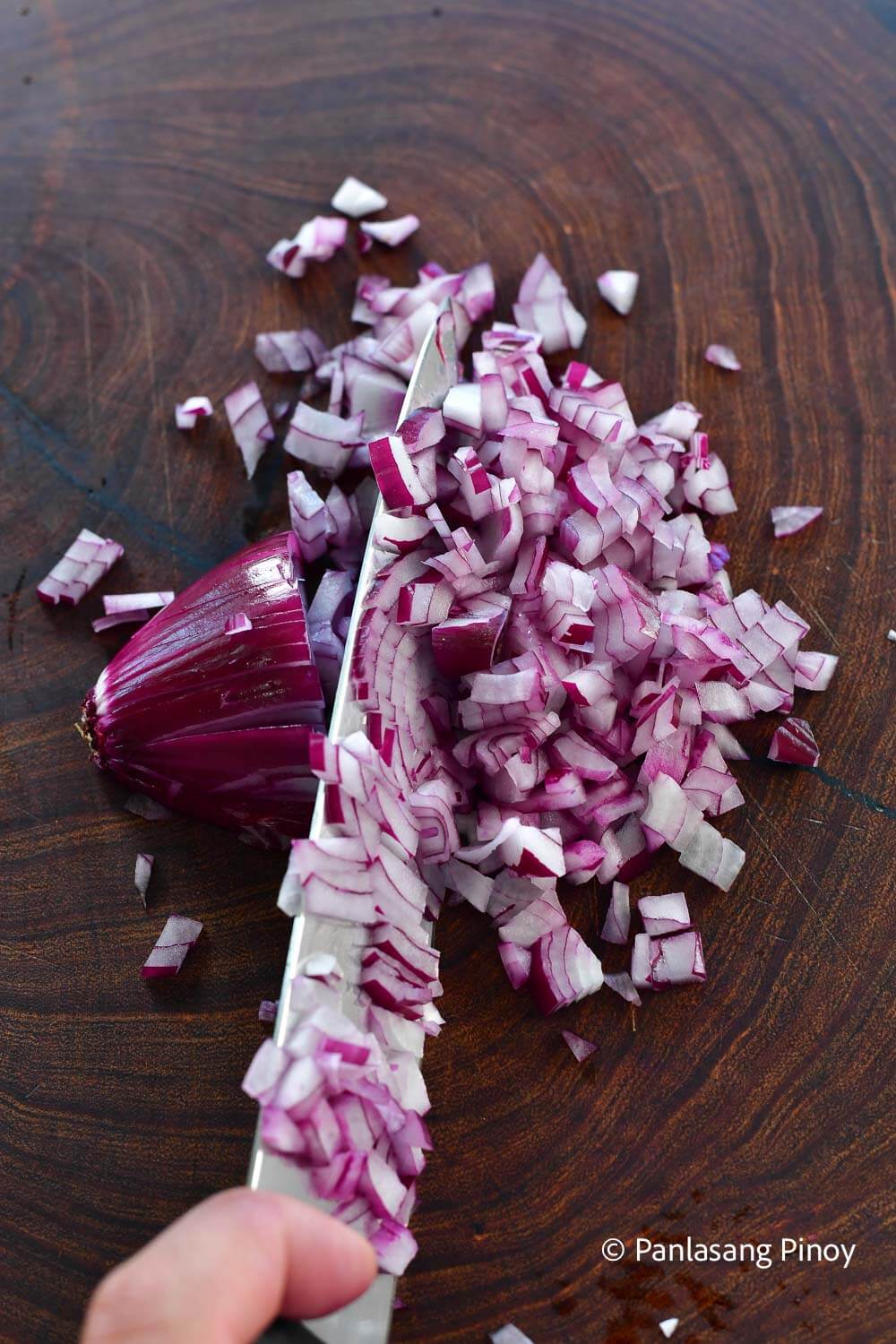 Chopping an onion