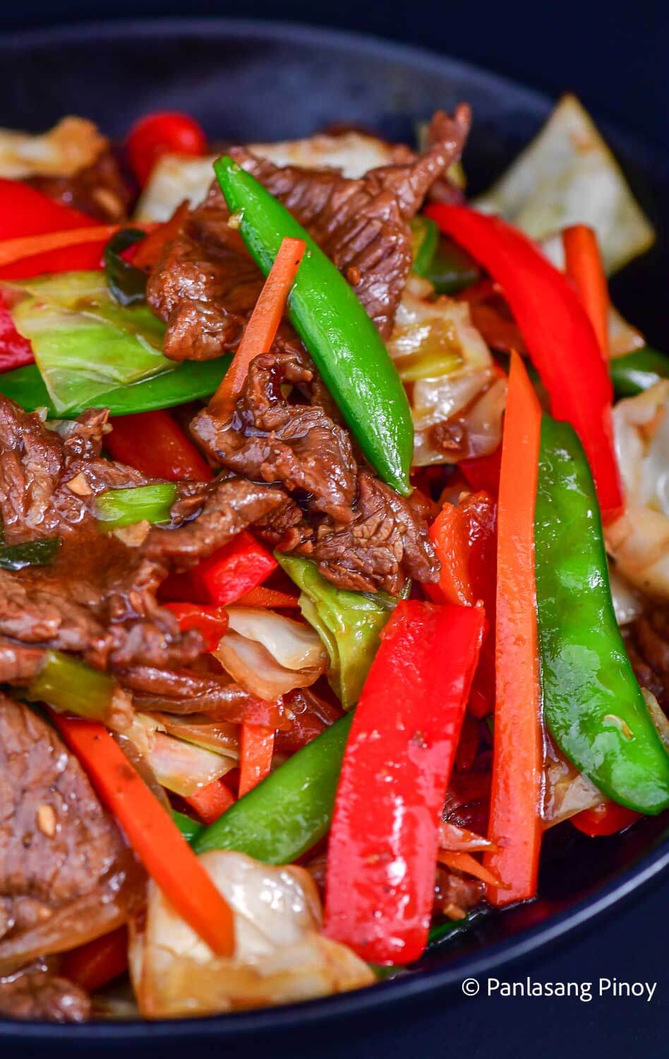 CloseUp Shot of Stir Fried Beef with Vegetables