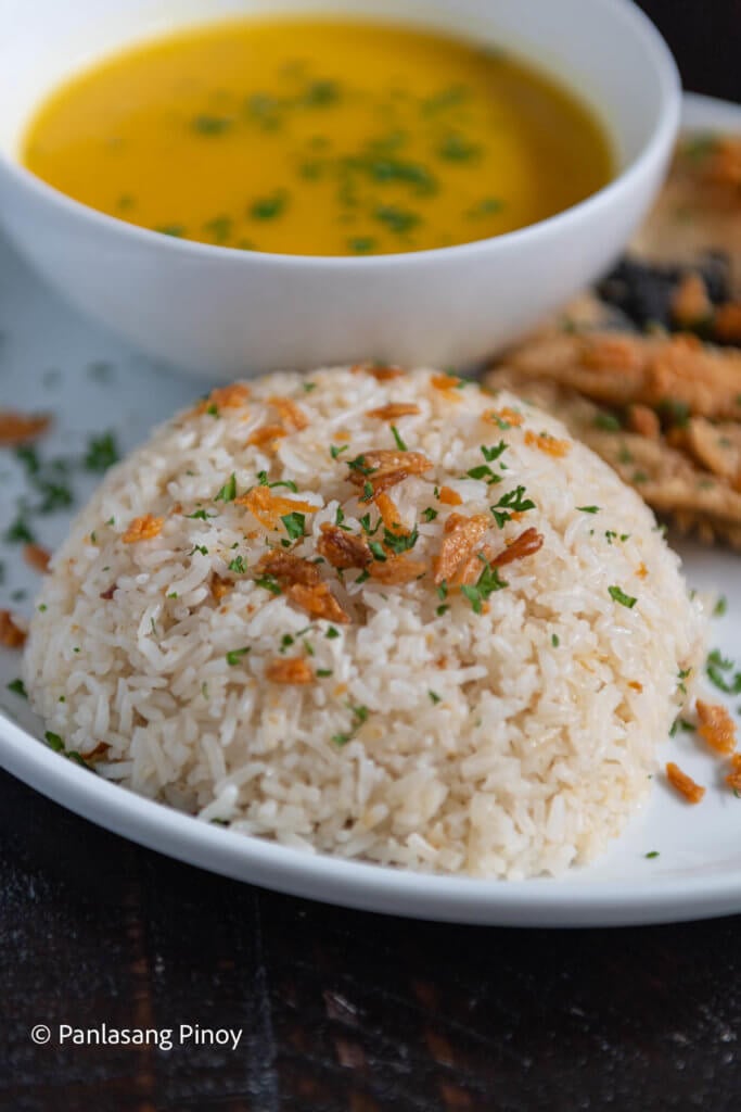 Crispy Garlic Bangus and Cream of Pumpkin Soup