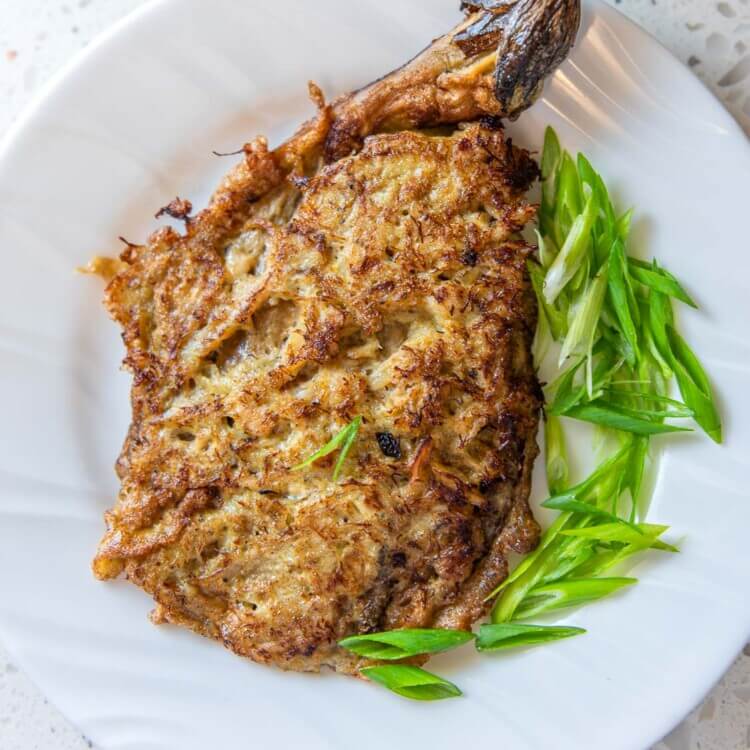 Eggplant omelet with crab