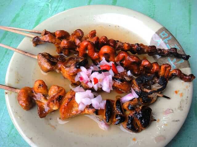 Grilled Chicken Intestine Street Food Philippines