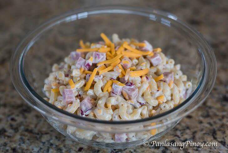 luncheon meat mac salad with cheese