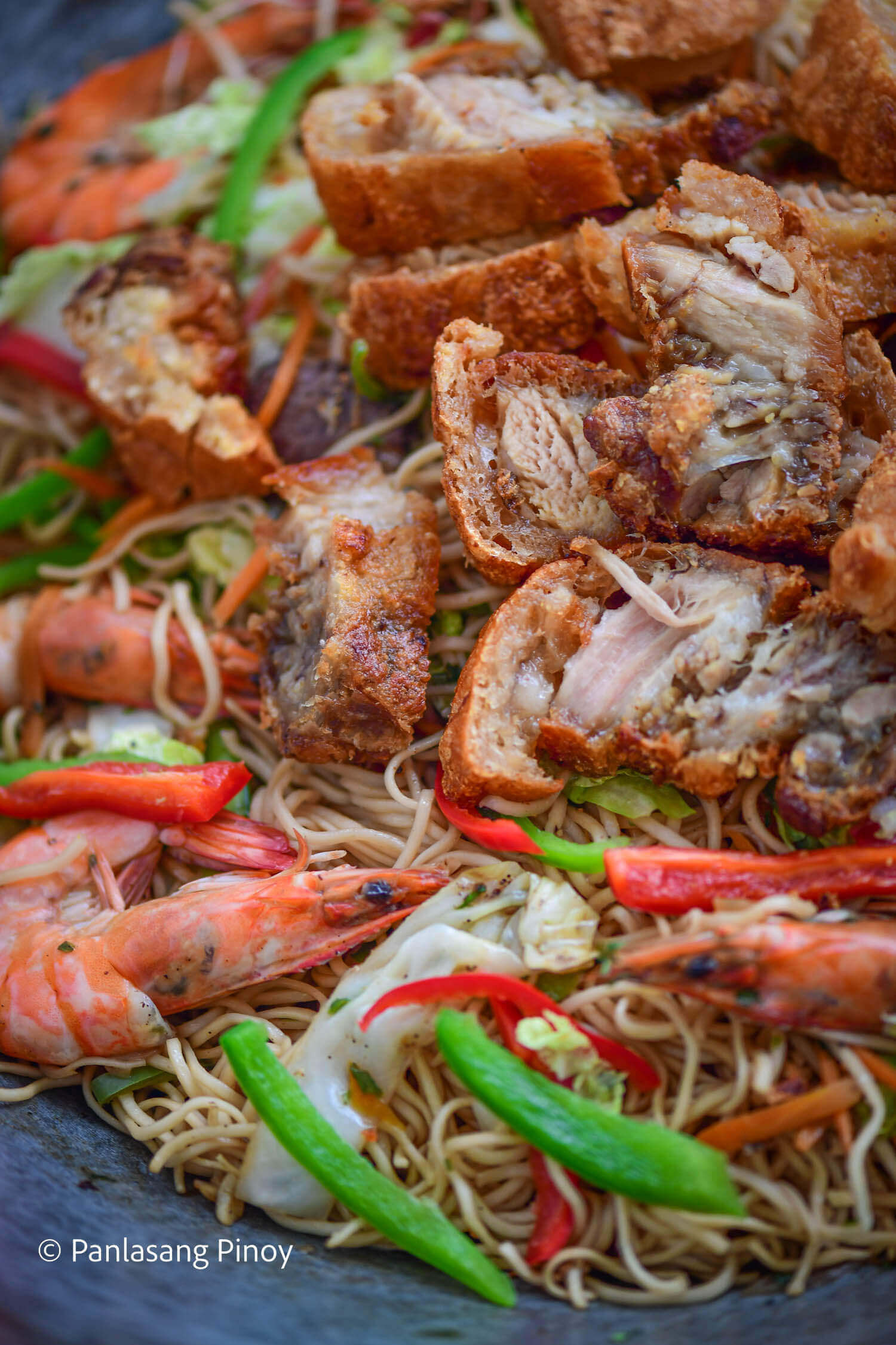 pancit with crispy pork