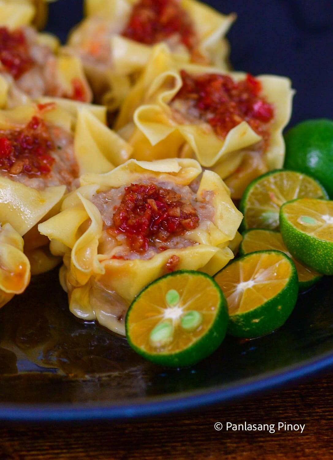 pork and shrimp siomai with chili oil