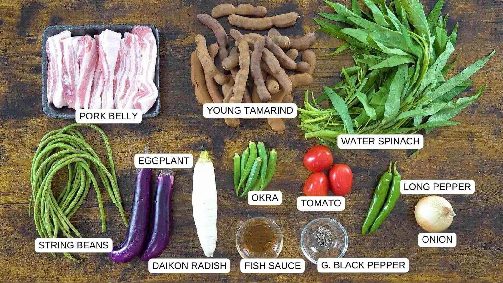 Sinigang ingredients