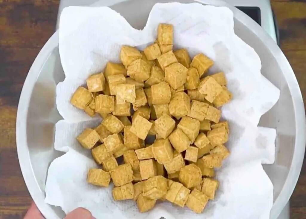 step 1 fry the tofu